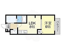 ジーイーセットノース 1階1LDKの間取り