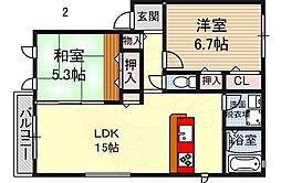 ハイツヒシタニ 2LDKの間取図画像