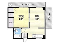 南茨木ハイツ 1LDKの間取図画像