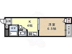 ダンディーA 1Kの間取図画像