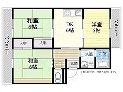 マンションタカヤ 3DKの間取図画像