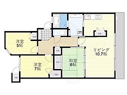 イトーピア高槻グランドガーデンス 3LDKの間取図画像