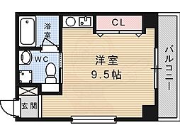 リティアコート ワンルームの間取図画像