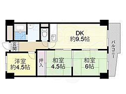 高槻センチュリーマンション 3DKの間取図画像