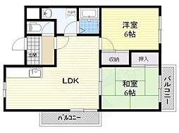 サンローゼミヤタ 2LDKの間取図画像