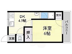 王子ビル 1DKの間取図画像