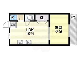 第五マンション 1LDKの間取図画像