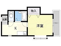 中村十番館 1Kの間取図画像