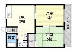 奥村ハイツ 2DKの間取図画像