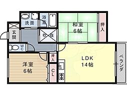 第6マーブルハイツ 2LDKの間取図画像