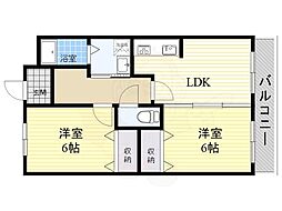 カルム桜ケ丘 2LDKの間取図画像