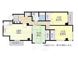 パーシモン本町 3LDKの間取図画像