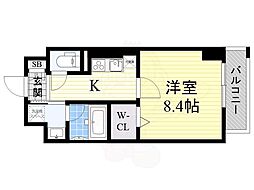 ImpRex3号館 1Kの間取図画像