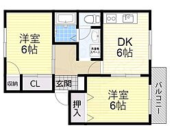 コートエスペランサ 2DKの間取図画像