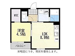 ボヌール高槻 1LDKの間取図画像