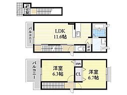 カーサコスモス 2階2LDKの間取り