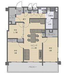 サンレリウス小倉駅南 3LDKの間取図画像