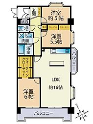 エメラルドマンション小森江 3LDKの間取図画像