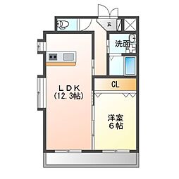 エスポワール2 1LDKの間取図画像
