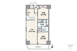 新宿パークサイド永谷 2LDKの間取図画像