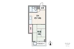 エクセルシィオール五條 1DKの間取図画像