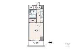 エヴェナール東中野 1Kの間取図画像