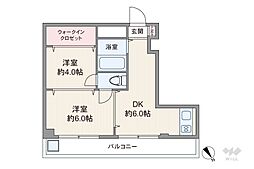 第22宮庭マンション 2DKの間取図画像
