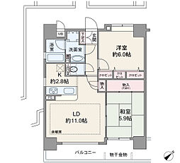 2LDK約58m2の使いやすい間取りで収納も充実した快適空間