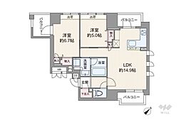 THEパームス高田馬場四丁目 2LDKの間取図画像