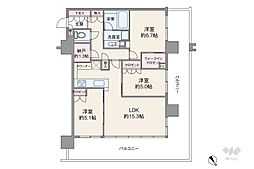 シティタワー新宿 3LDKの間取図画像