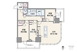 パークシティ中野ザ タワー ブリーズ ブリーズ 3LDKの間取図画像