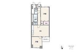 金子ビル 2DKの間取り