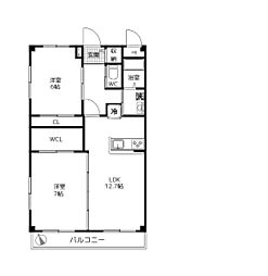 プランタン細野2 2LDKの間取図画像