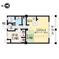 K-TERRACE学研奈良登美ヶ丘 1LDKの間取図画像