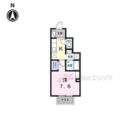 ベルオーブ2 1Kの間取図画像