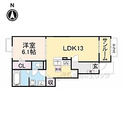 カーサ サリチェ 1LDKの間取図画像