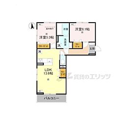 ボヌール斑鳩 2LDKの間取図画像