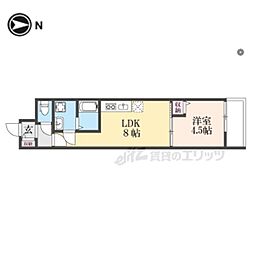 クレアール東岡町 2階1LDKの間取り