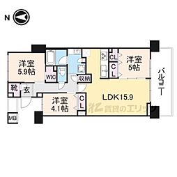 プラウド奈良大宮町 7階3LDKの間取り
