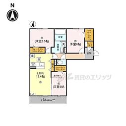 萩I 1階3LDKの間取り