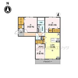 萩I 2階3LDKの間取り
