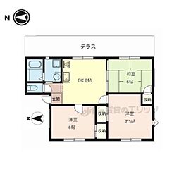 サンライズ三笠II 1階3DKの間取り