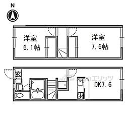 レオパレス奈良東II 1階2DKの間取り