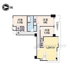 グランドパレス学園前 1階3LDKの間取り
