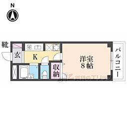 南新町ビル 2階1Kの間取り