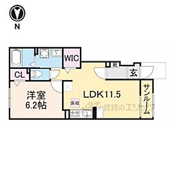 大和郡山市小泉町アパート 1LDKの間取図画像