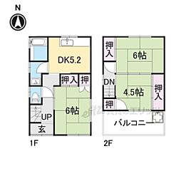 JR桜井線 京終駅 徒歩37分の賃貸一戸建て 3DKの間取り