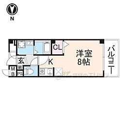 近鉄奈良線 新大宮駅 徒歩7分の賃貸マンション 3階1Kの間取り