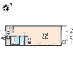 近鉄奈良線 生駒駅 徒歩7分の賃貸マンション 3階ワンルームの間取り