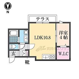 近鉄奈良線 近鉄奈良駅 徒歩17分の賃貸アパート 2階1LDKの間取り